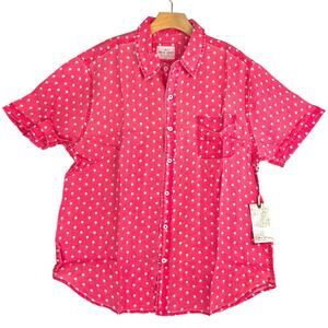 True Grit Mens Hawaiian Linen Shirt Sz Large Red Palm Trees Rugged Stonewash